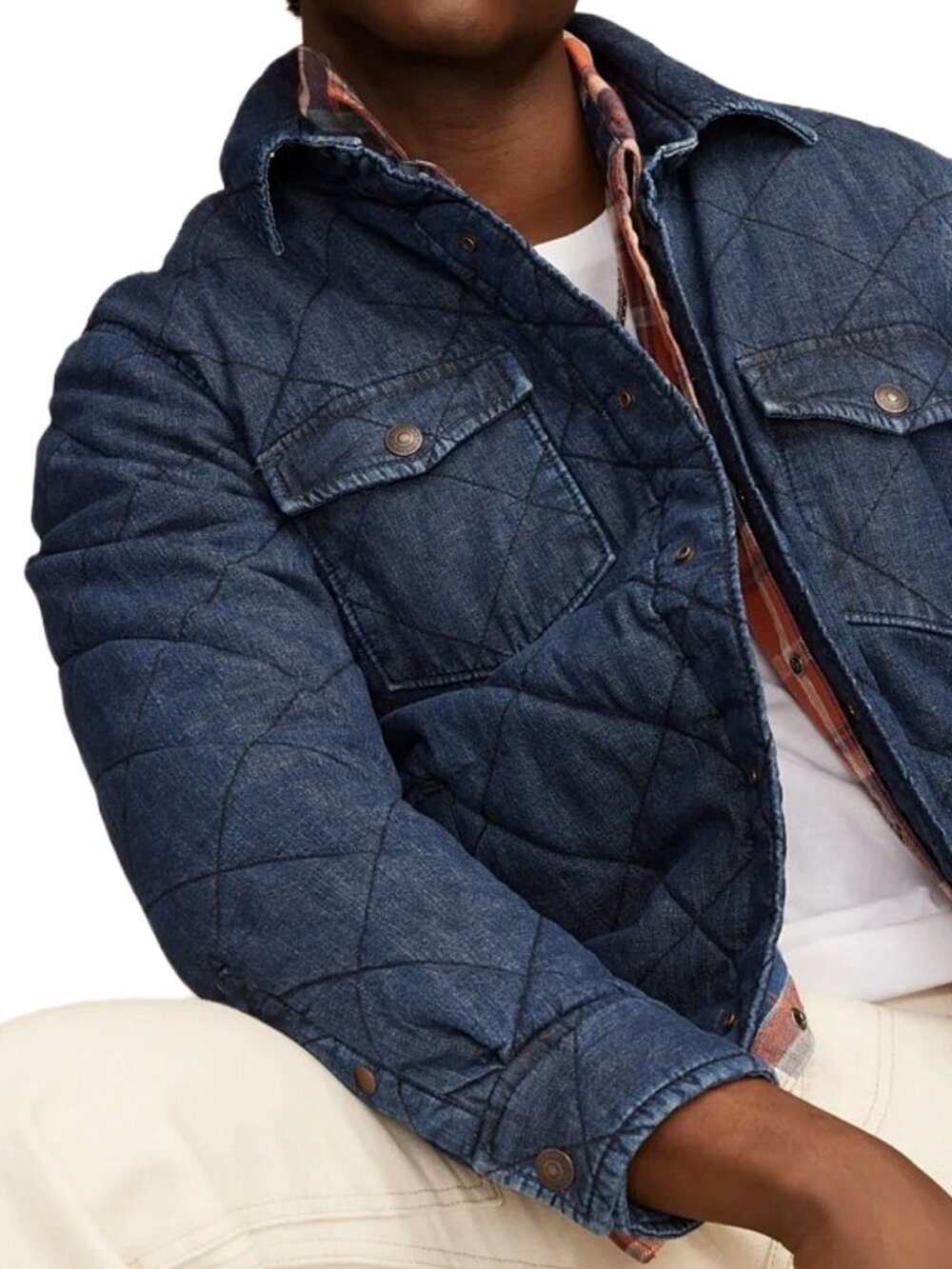 Lucky Brand Quilted Denim Shacket Shirt Jacket Men’s XL NWT